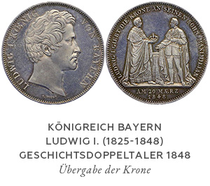 Geschichtsdoppeltaler, Königreich Bayern, Ludwig I.